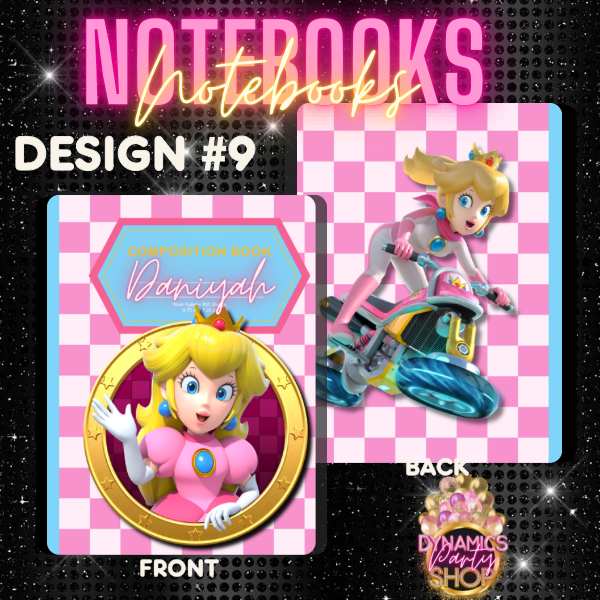 Design #7, 8, and 9 Composition Notebook | Note Taking | Princess Peach