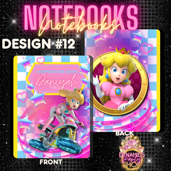 Design # 10, 11 and 12 Composition Notebook | Note Taking | Princess Peach