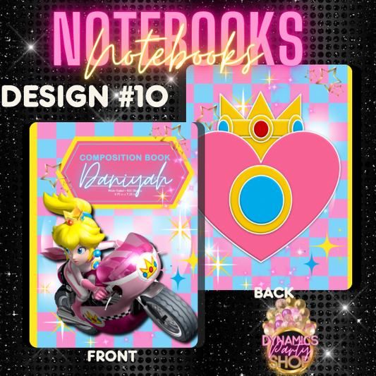 Design # 10, 11 and 12 Composition Notebook | Note Taking | Princess Peach
