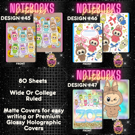 Design #45, 46 and 47 Composition Notebook | Note Taking | Labubu |