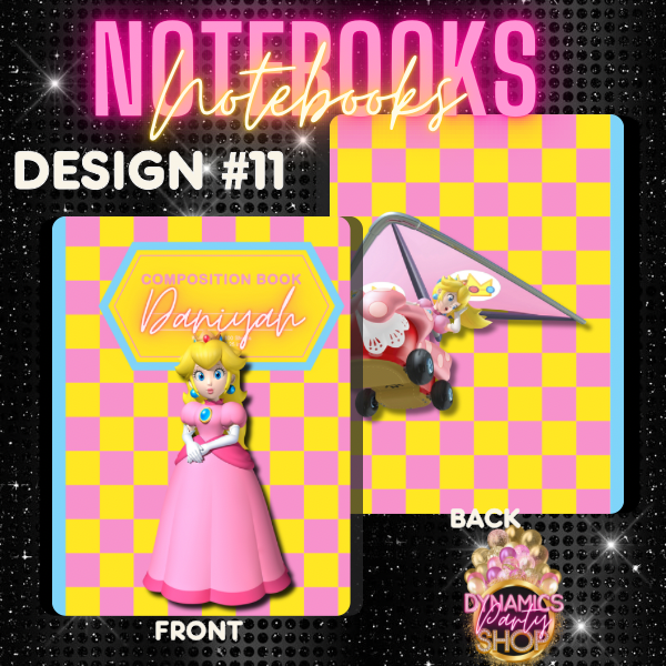 Design # 10, 11 and 12 Composition Notebook | Note Taking | Princess Peach