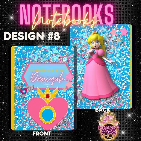 Design #7, 8, and 9 Composition Notebook | Note Taking | Princess Peach